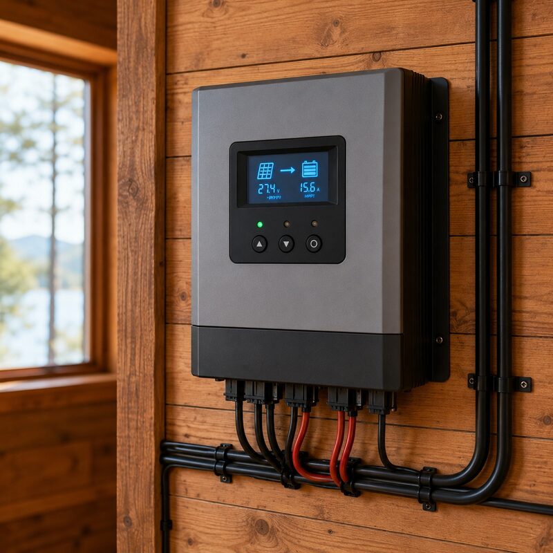 MPPT solar charge controller with digital display